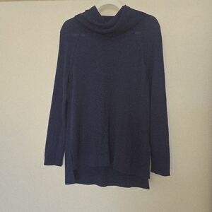 100% Merino Wool Lands End Canvas 1963 womens soft cowl mock neck sweater navy M